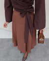 تنورة كلوش لون قهوة - Sateen style