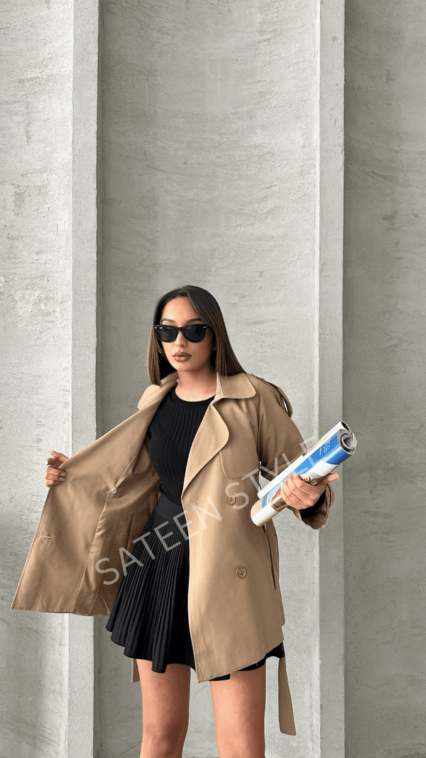 ترانشكوت كتان طول 78 سم - Sateen style