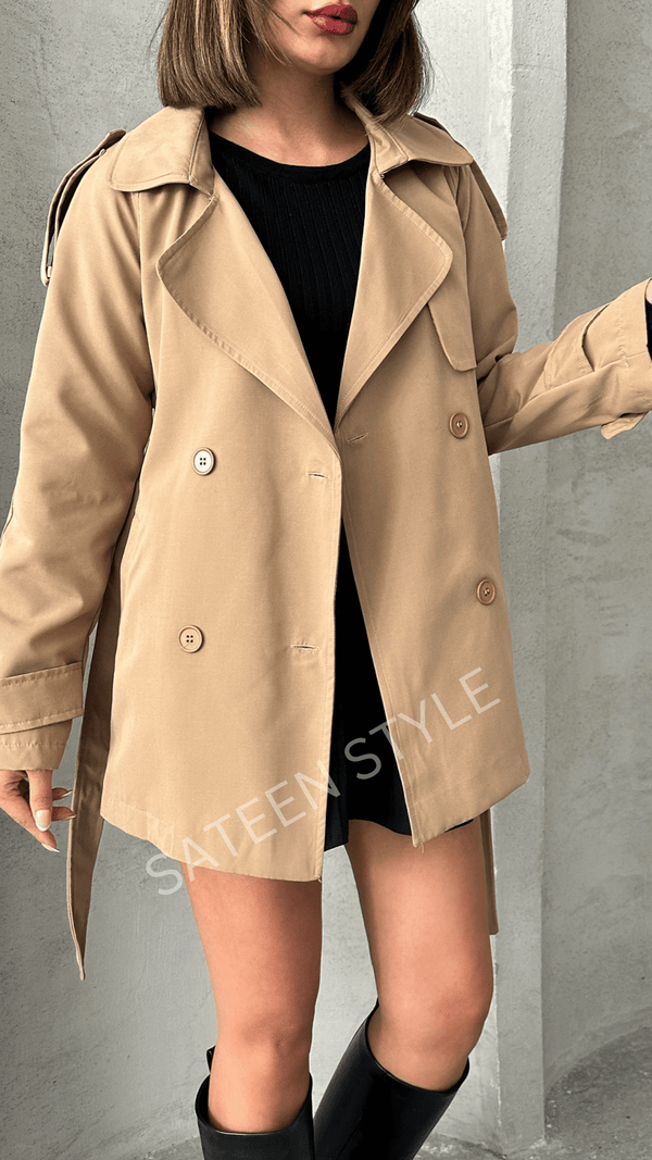 ترانشكوت كتان طول 78 سم - Sateen style