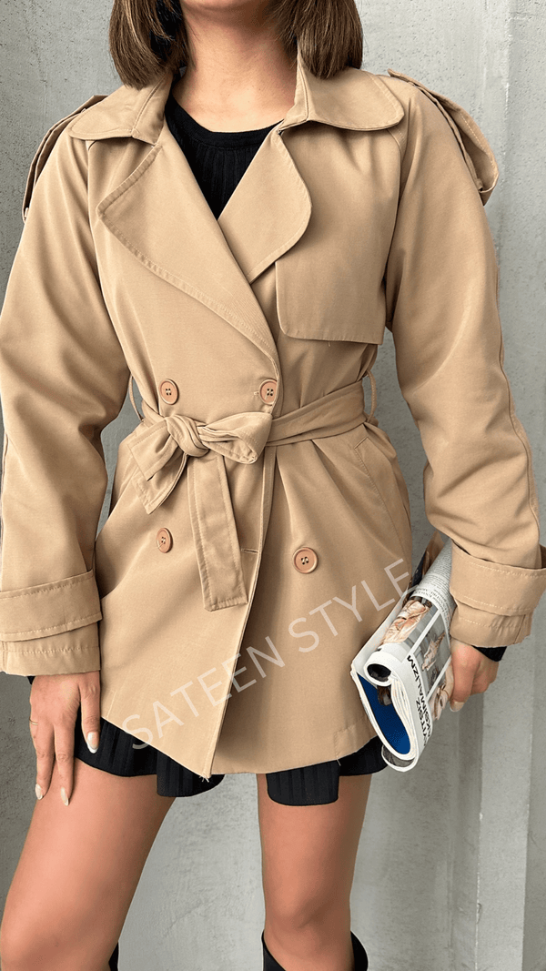 ترانشكوت كتان طول 78 سم - Sateen style