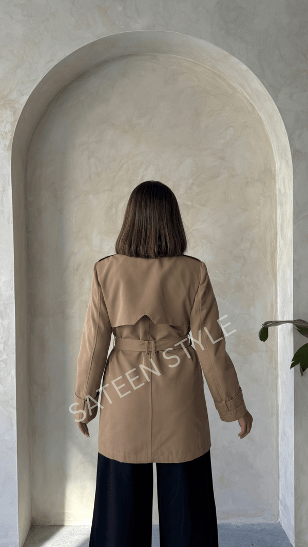 ترانشكوت كتان طول 85 سم - Sateen style