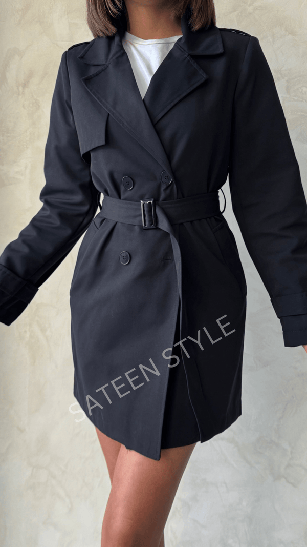 ترانشكوت كتان طول 85 سم - Sateen style
