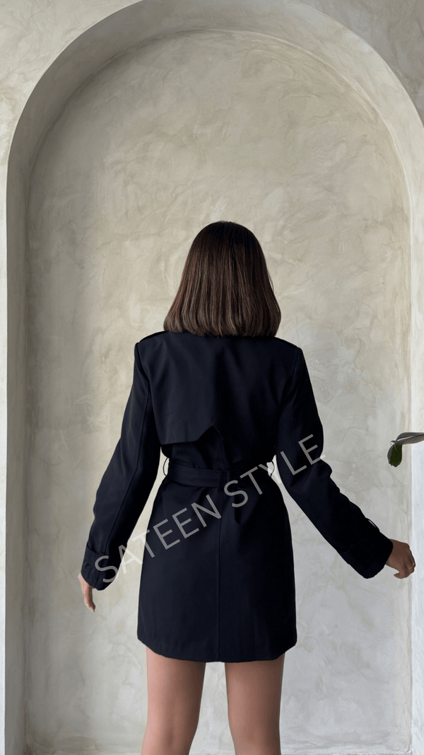 ترانشكوت كتان طول 85 سم - Sateen style