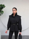 ترانشكوت صيفي مع كمر - اسود - Sateen style