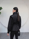 ترانشكوت صيفي مع كمر - اسود - Sateen style