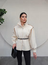 ترانشكوت صيفي مع كمر - بيج - Sateen style