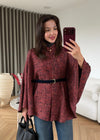 Belted Tweed Poncho