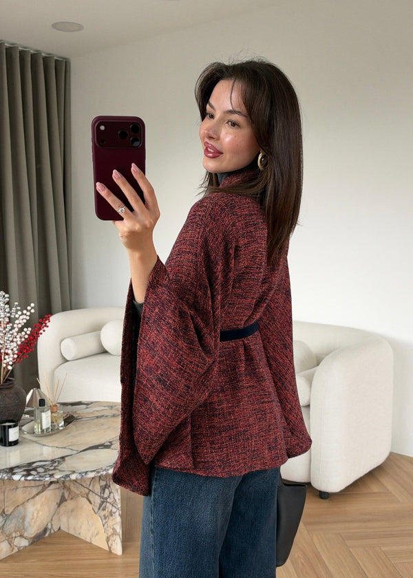 Belted Tweed Poncho
