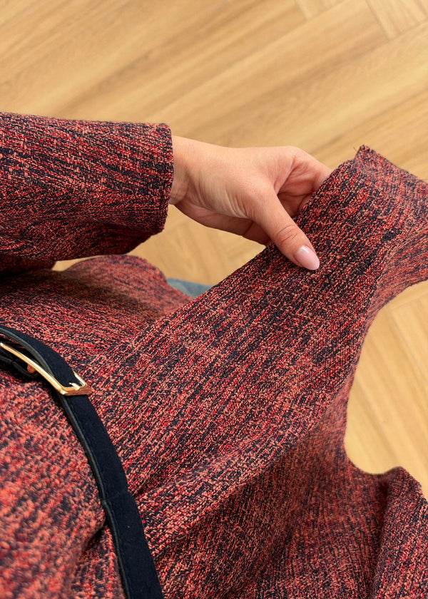 Belted Tweed Poncho