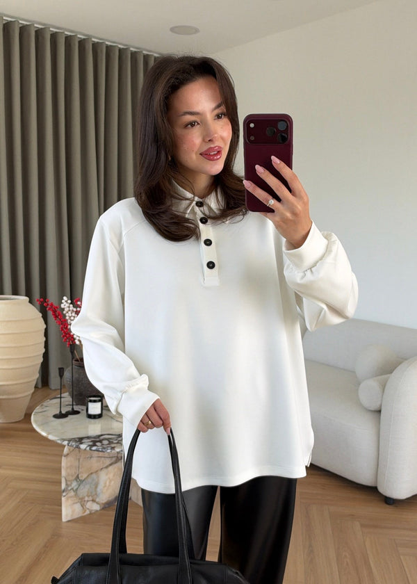 Polo Collar Oversized Sweatshirt