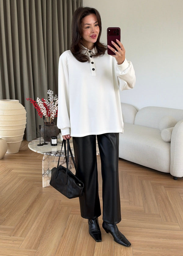 Polo Collar Oversized Sweatshirt