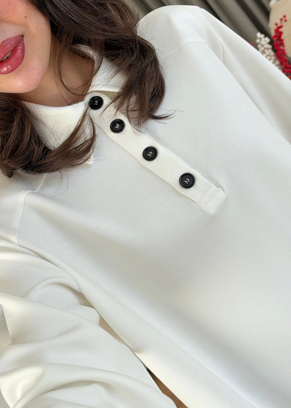 Polo Collar Oversized Sweatshirt