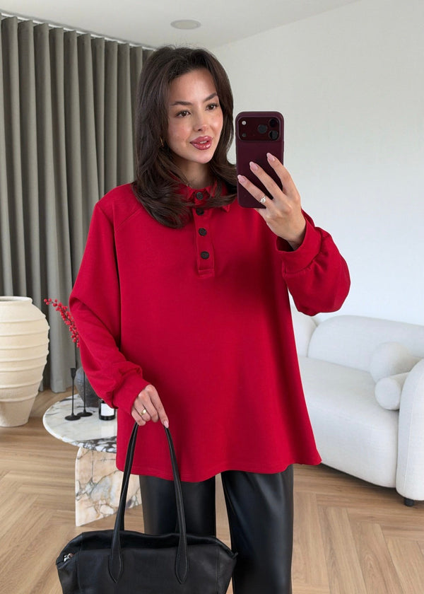 Polo Collar Oversized Sweatshirt