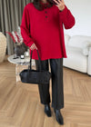Polo Collar Oversized Sweatshirt