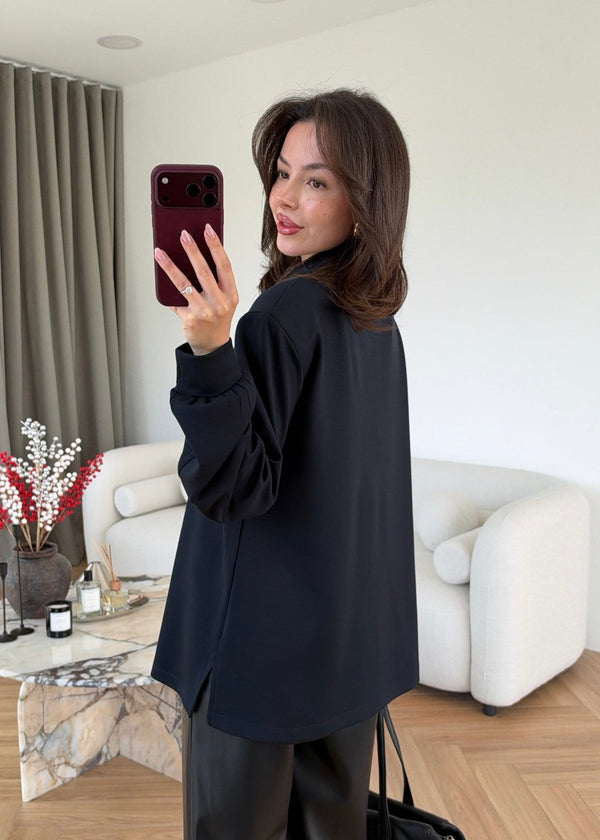 Polo Collar Oversized Sweatshirt