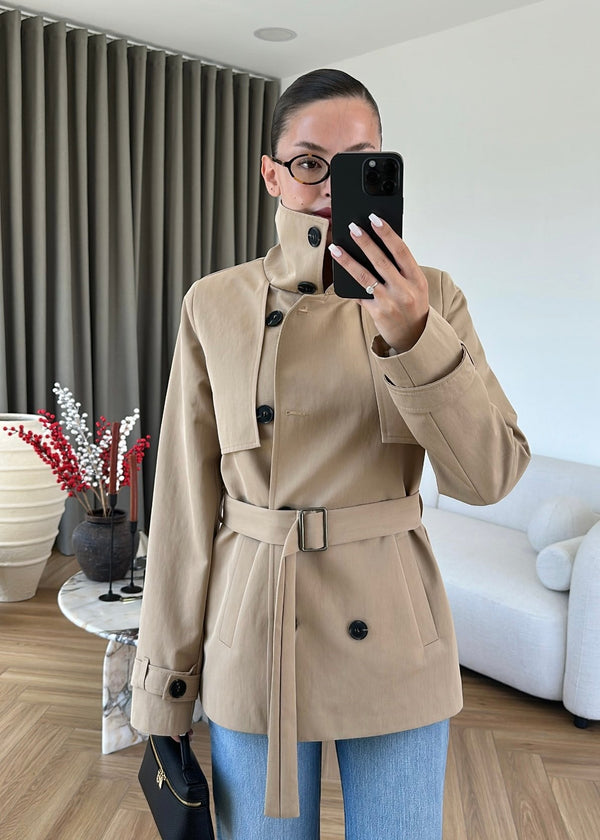 WINDBREAKER DETAILED BELTED TRENCH COAT